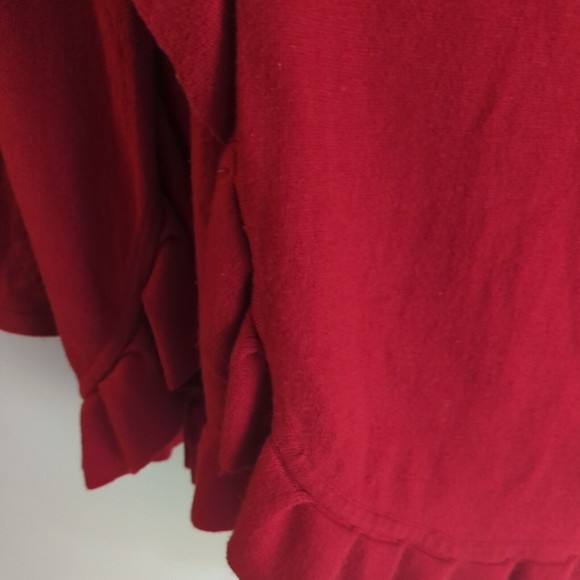 Chico's Women's Long Sleeve Top Size 1 Red Ruffle Open Wrap Drape Shawl Stretch - Picture 4 of 8